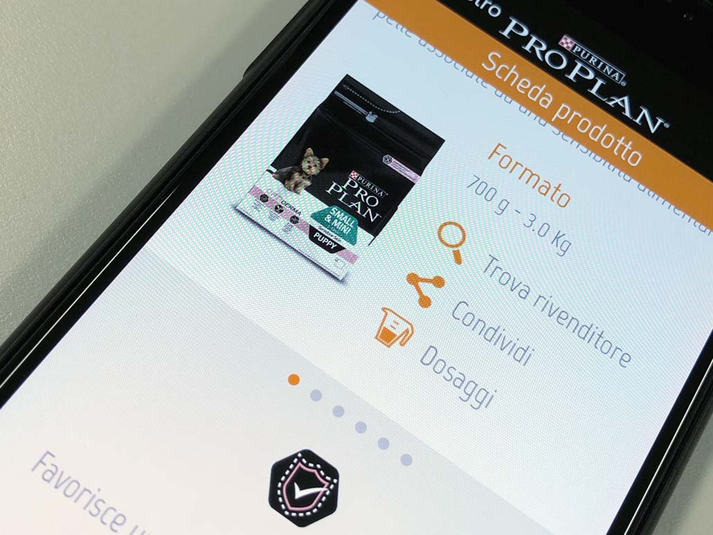App mobile PURINA scheda prodotto