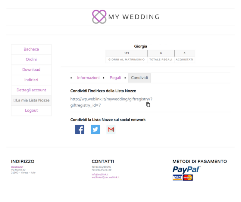 Lista nozze Viaggi My Wedding